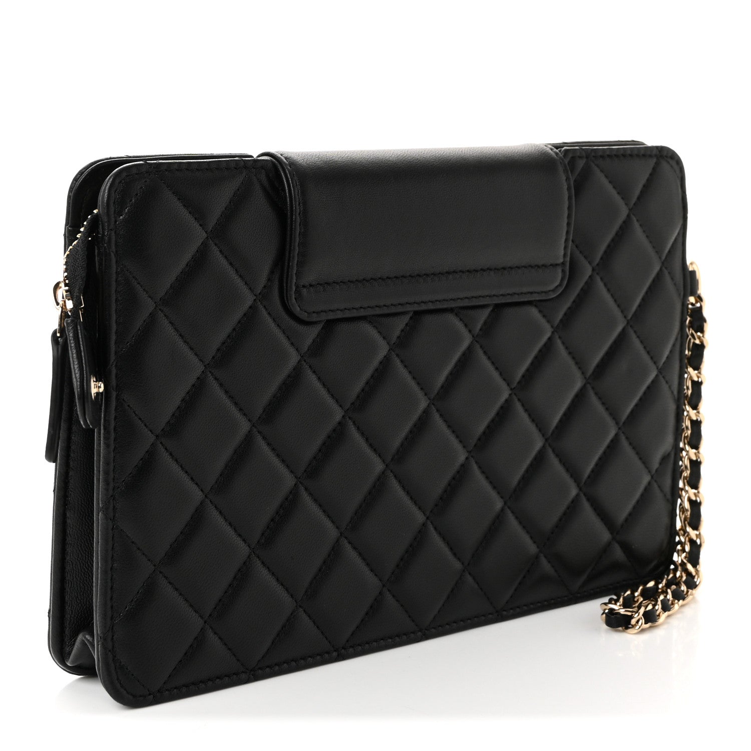 Chanel Lambskin Quilted CC Pouch Wristlet Black 3 of 8