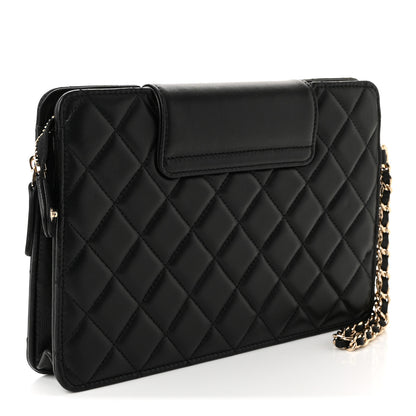 Chanel Lambskin Quilted CC Pouch Wristlet Black 3 of 8