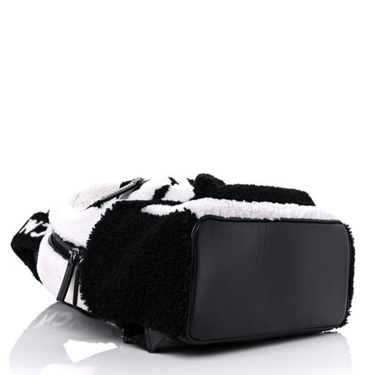 MCM Shearling Contrast Logo Stark Backpack Black White 4 of 13