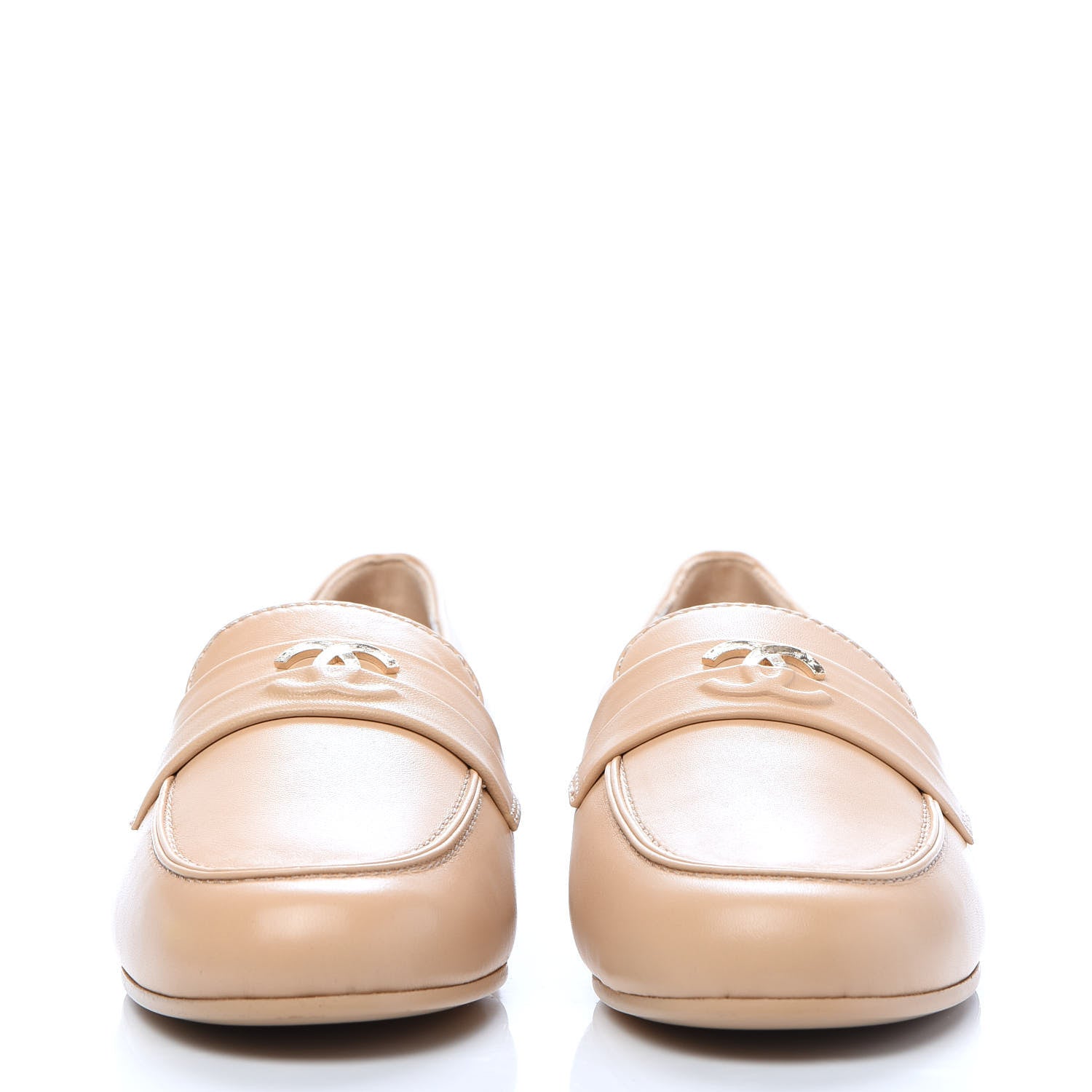 Chanel Lambskin CC Loafers 38 Beige 2 of 8