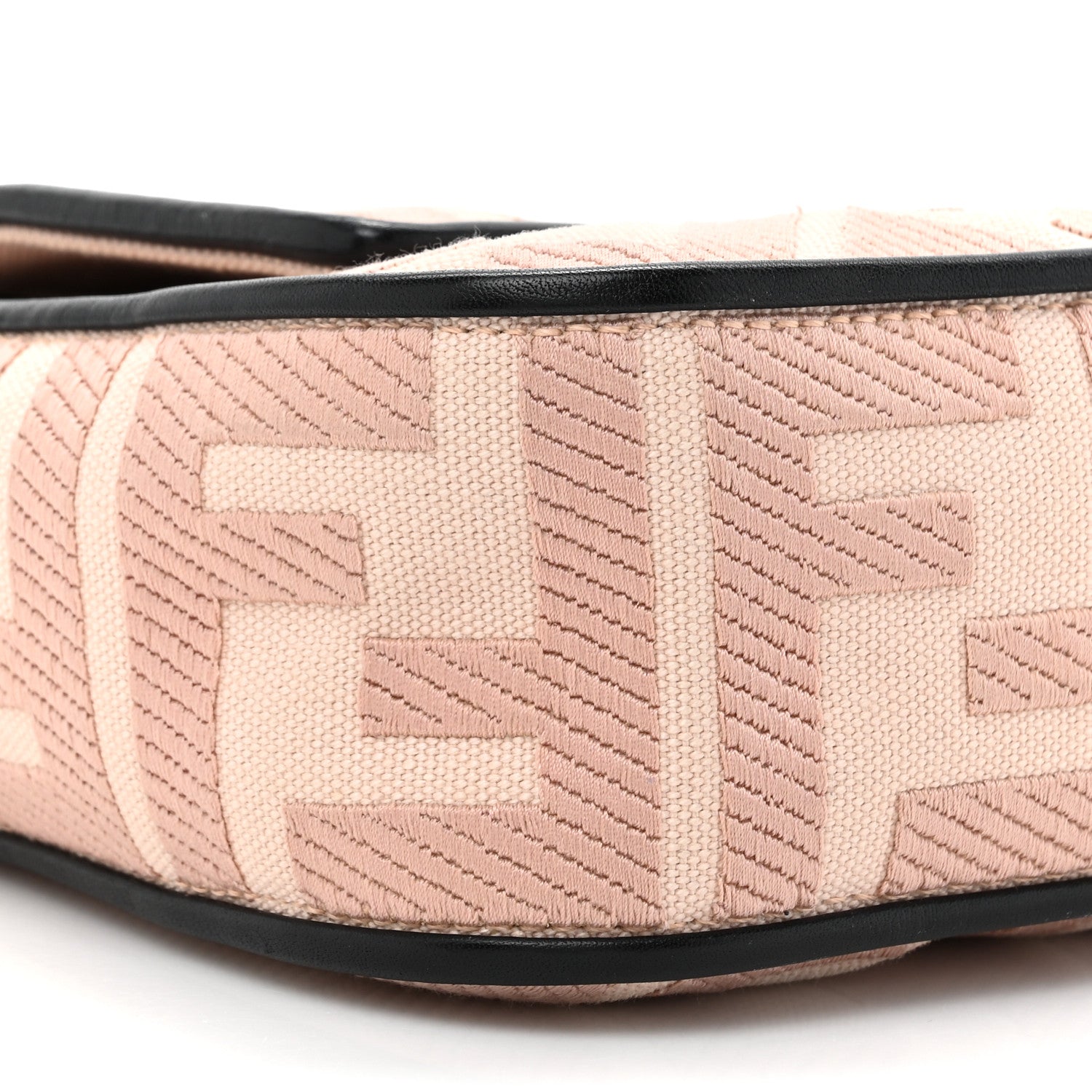 Fendi Canvas Vitello King FF Embroidered Baguette Rosa Quarzo Black 10 of 10