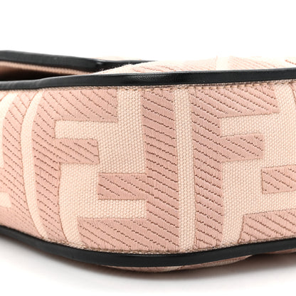 Fendi Canvas Vitello King FF Embroidered Baguette Rosa Quarzo Black 10 of 10
