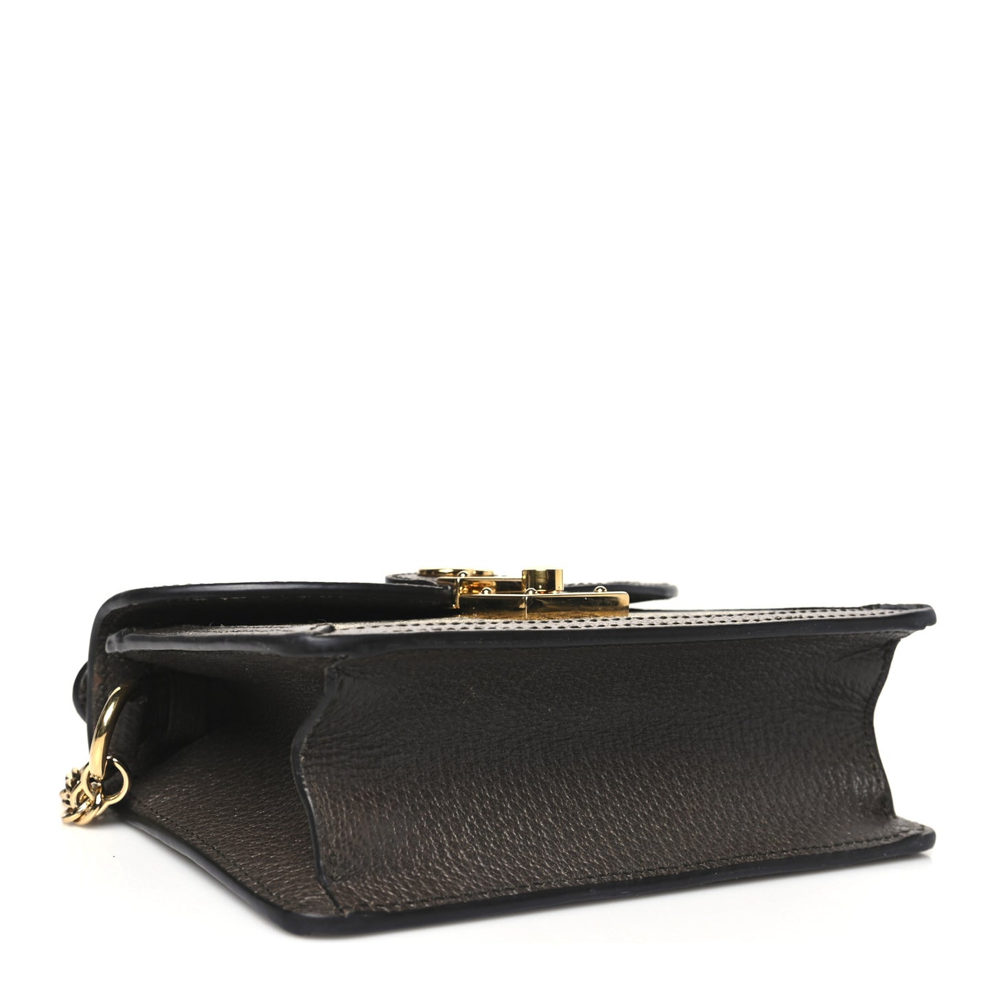 GG Supreme Monogram Textured Dollar Calfskin Web Mini Ophidia Padlock Top Handle Chain Shoulder Bag Beige Ebony New Acero