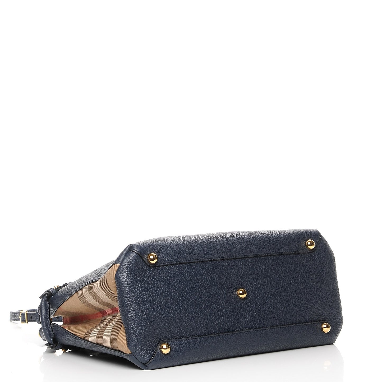 Grainy Calfskin House Check Medium Banner Tote Midnight Blue