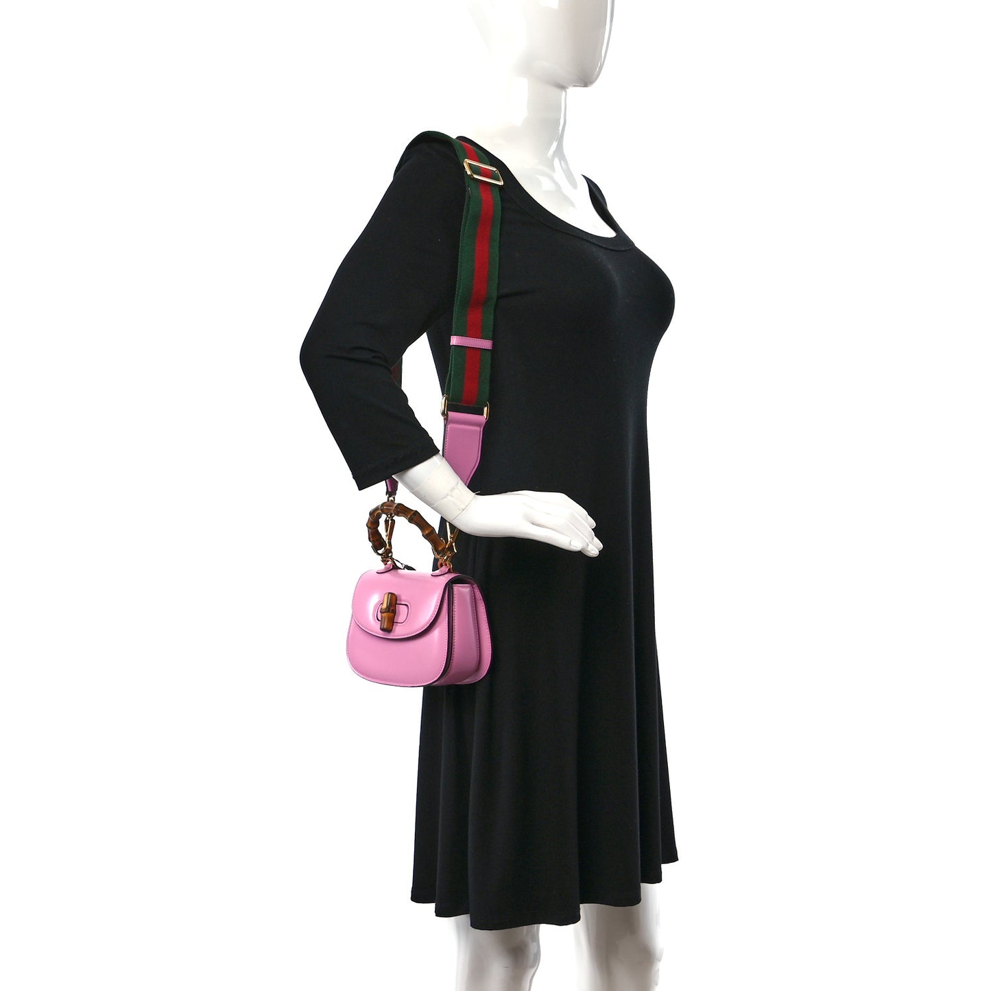 Boarded Dyana Lux Calfskin Web Mini Bamboo 1947 Top Handle Bag Nice Pink