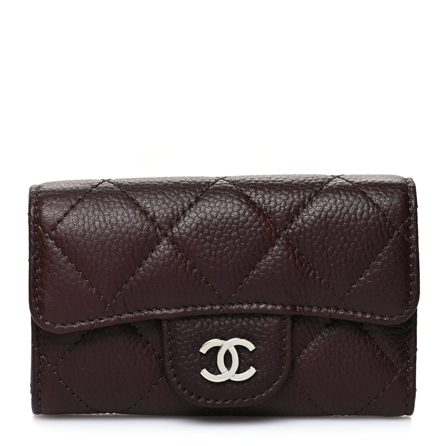 Caviar Quilted 6 Key Holder Dark Brown