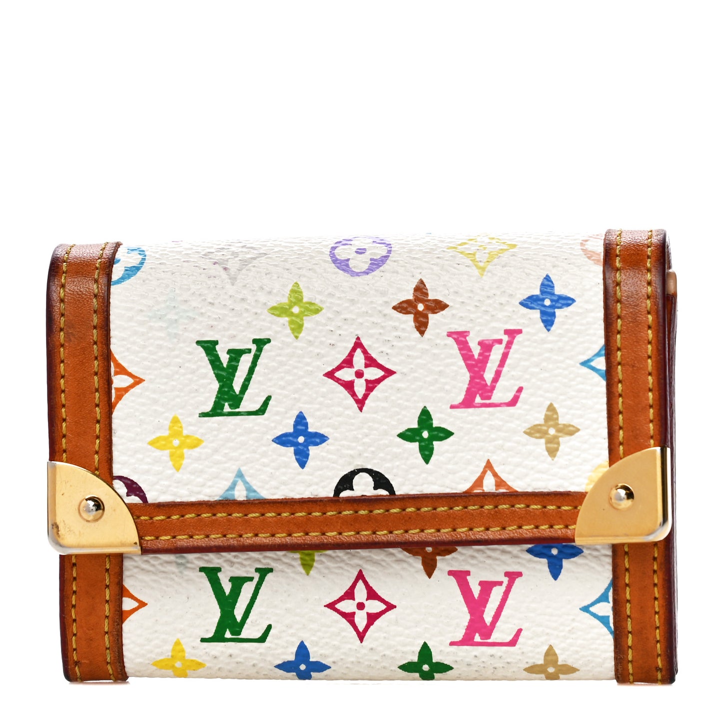 Monogram Multicolor Porte-Monnaie Plat Coin Purse White
