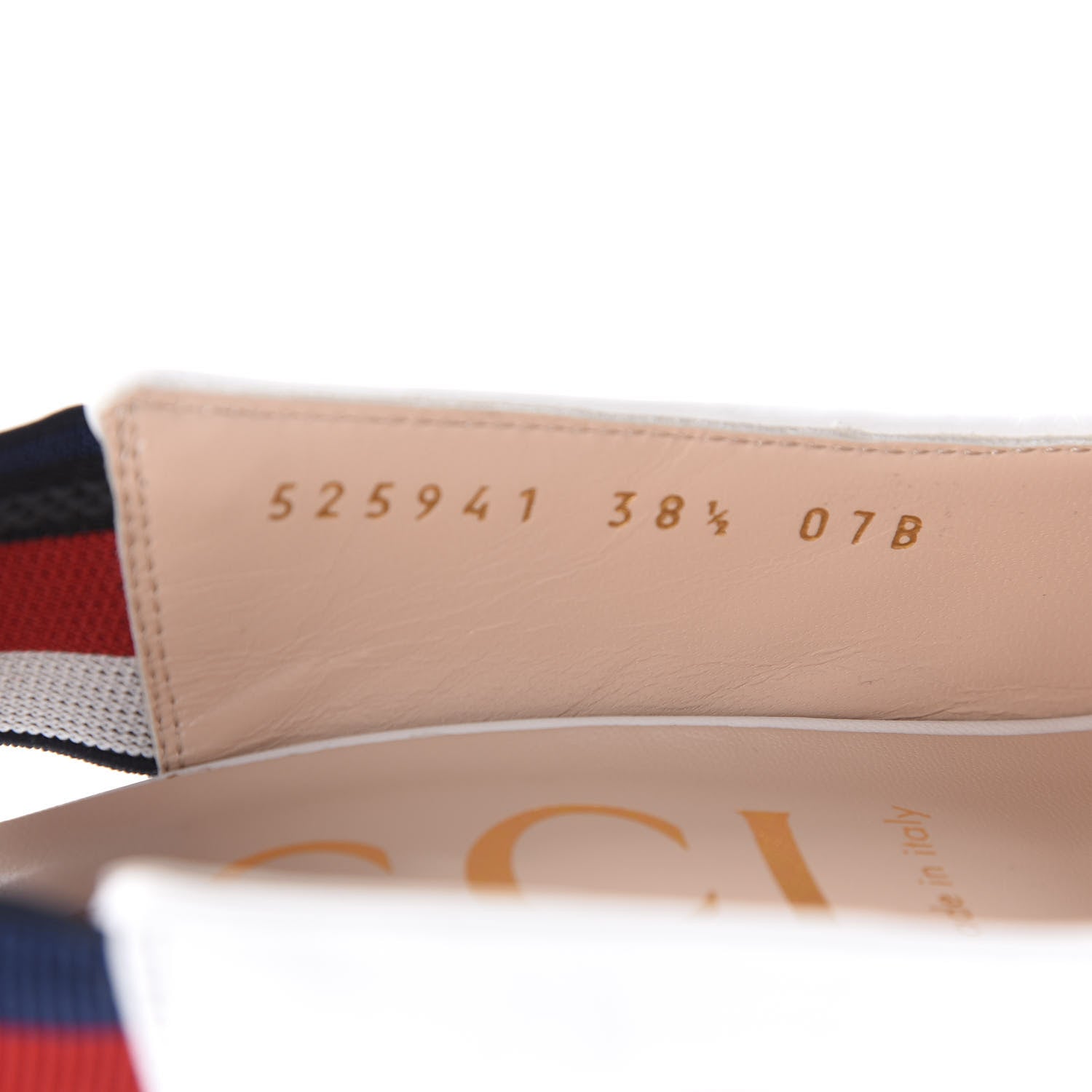Gucci Malaga Kid Web Sylvie Mid Heel Slingback Pumps 38.5 White 8 of 10