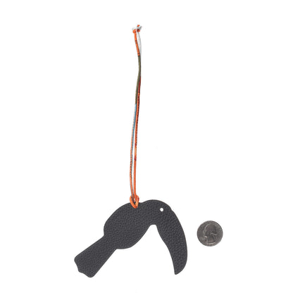 Hermes Togo Epsom Petit H Toucan Bag Charm Black Rose Pourpre 2 of 6
