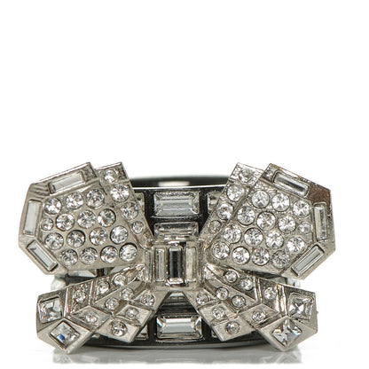 Chanel Resin Baguette Crystal Bow Ring 7 Black 1 of 4