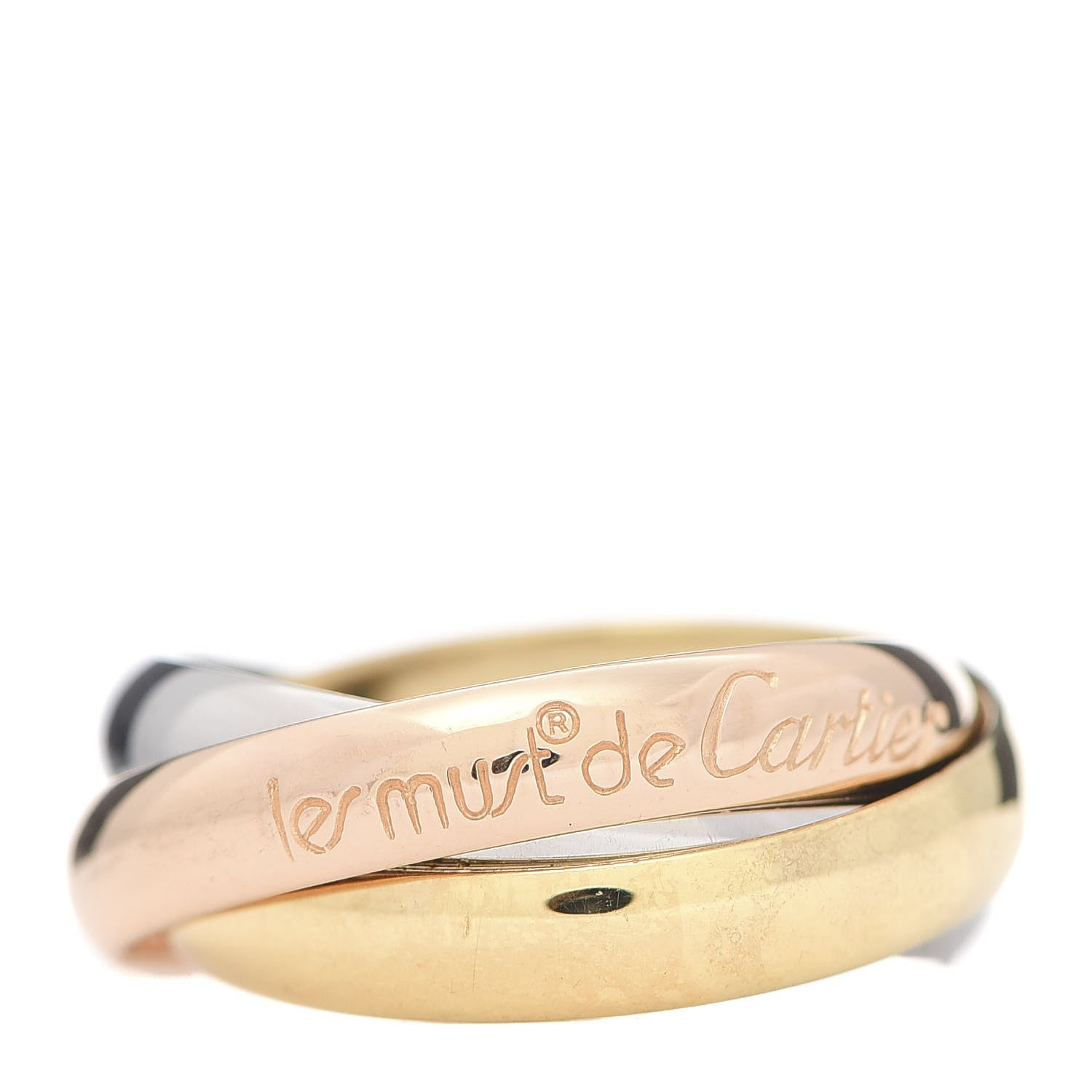 Cartier 18K Pink Yellow White Gold Classic Les Must De Trinity Ring 51 5.75 1 of 5