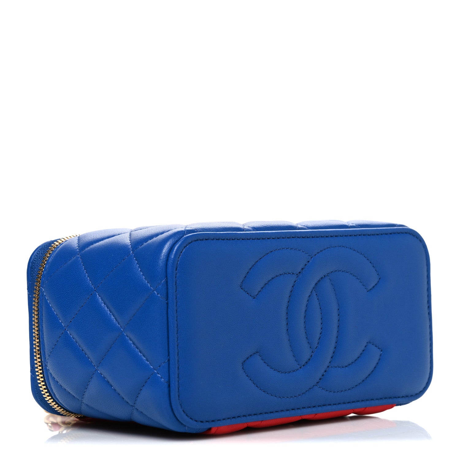 Chanel Lambskin Quilted Superman Top Handle Vanity Blue Red Yellow 4 of 11