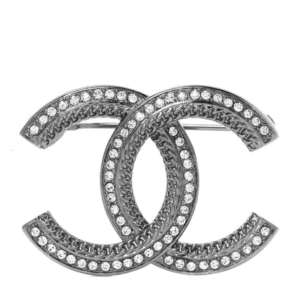 Chanel Crystal Chain CC Brooch Silver 1 of 5