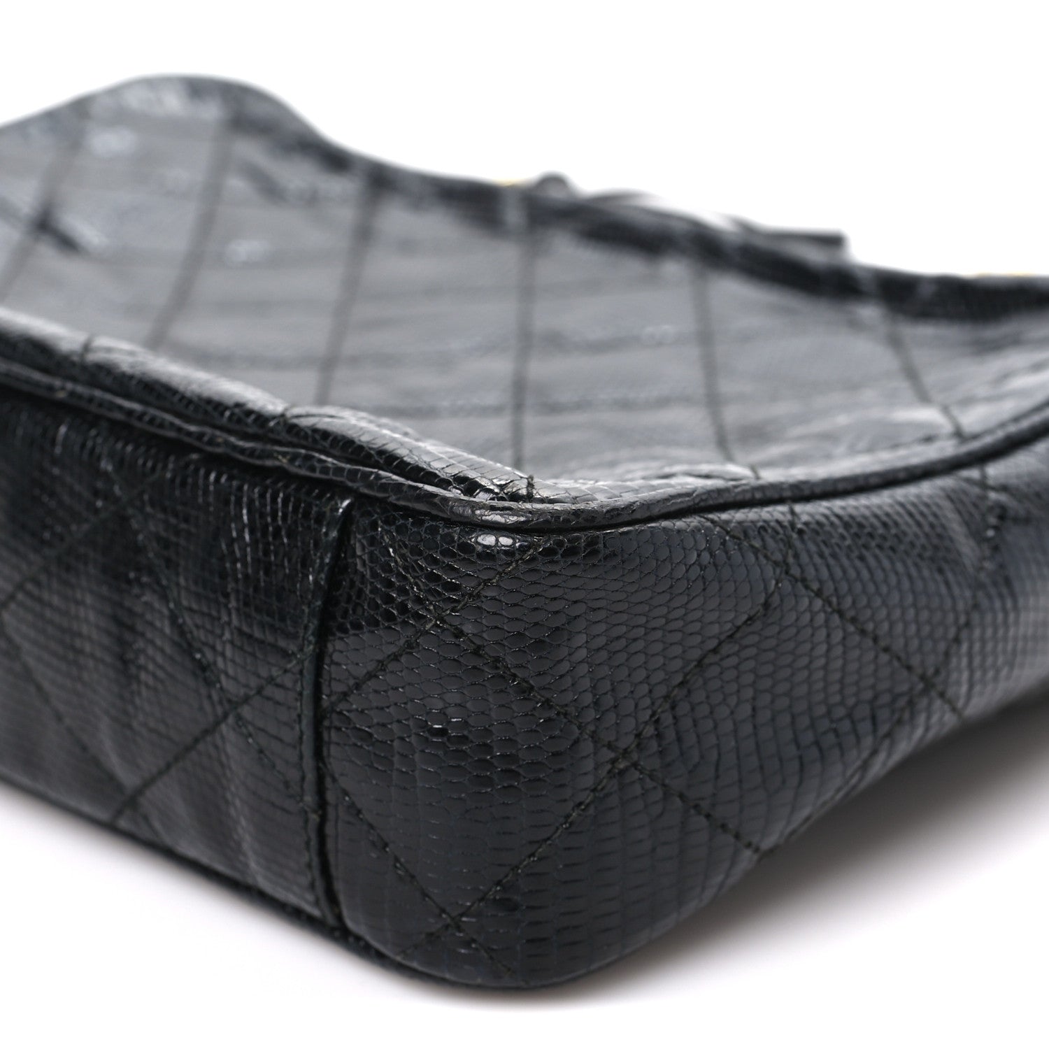 Chanel Lizard Quilted Small Tassel Camera Case Black 11 of 11