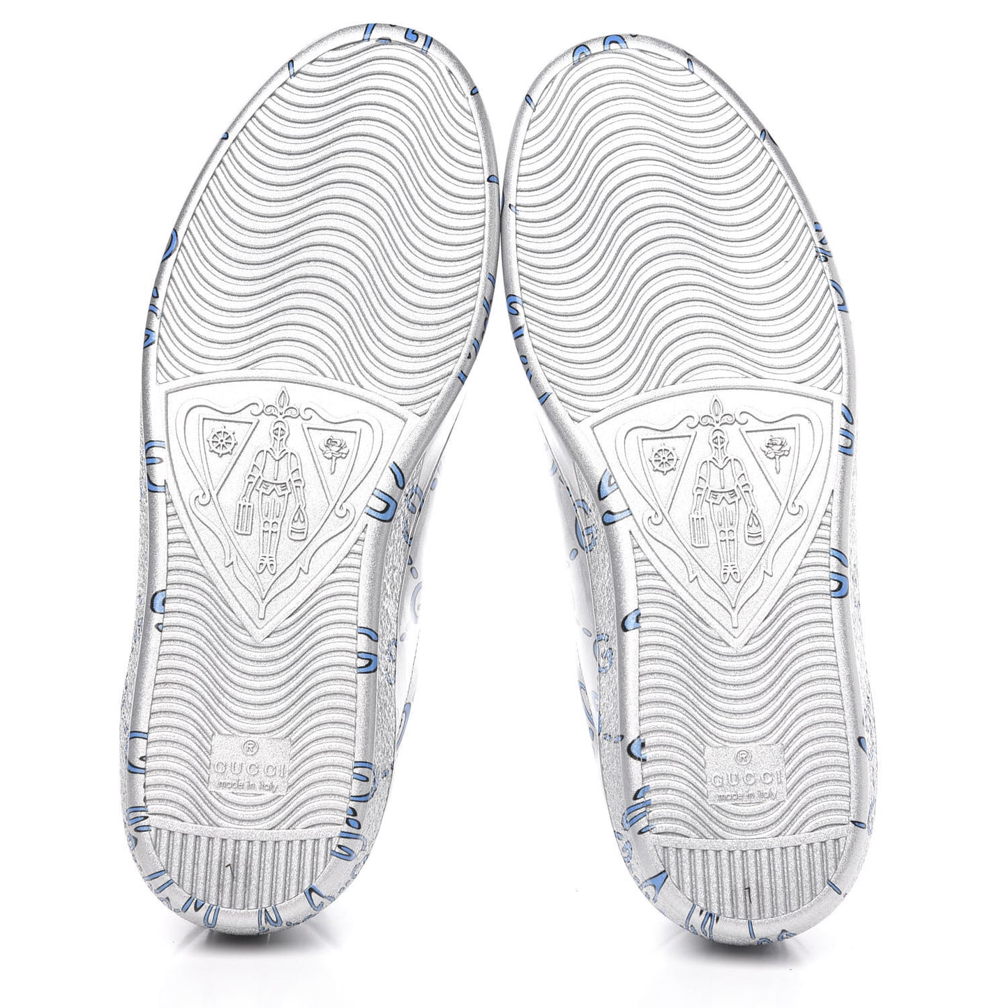 Miro Rubber Wax GucciGhost Print Mens New Ace Sneakers 7 Silver