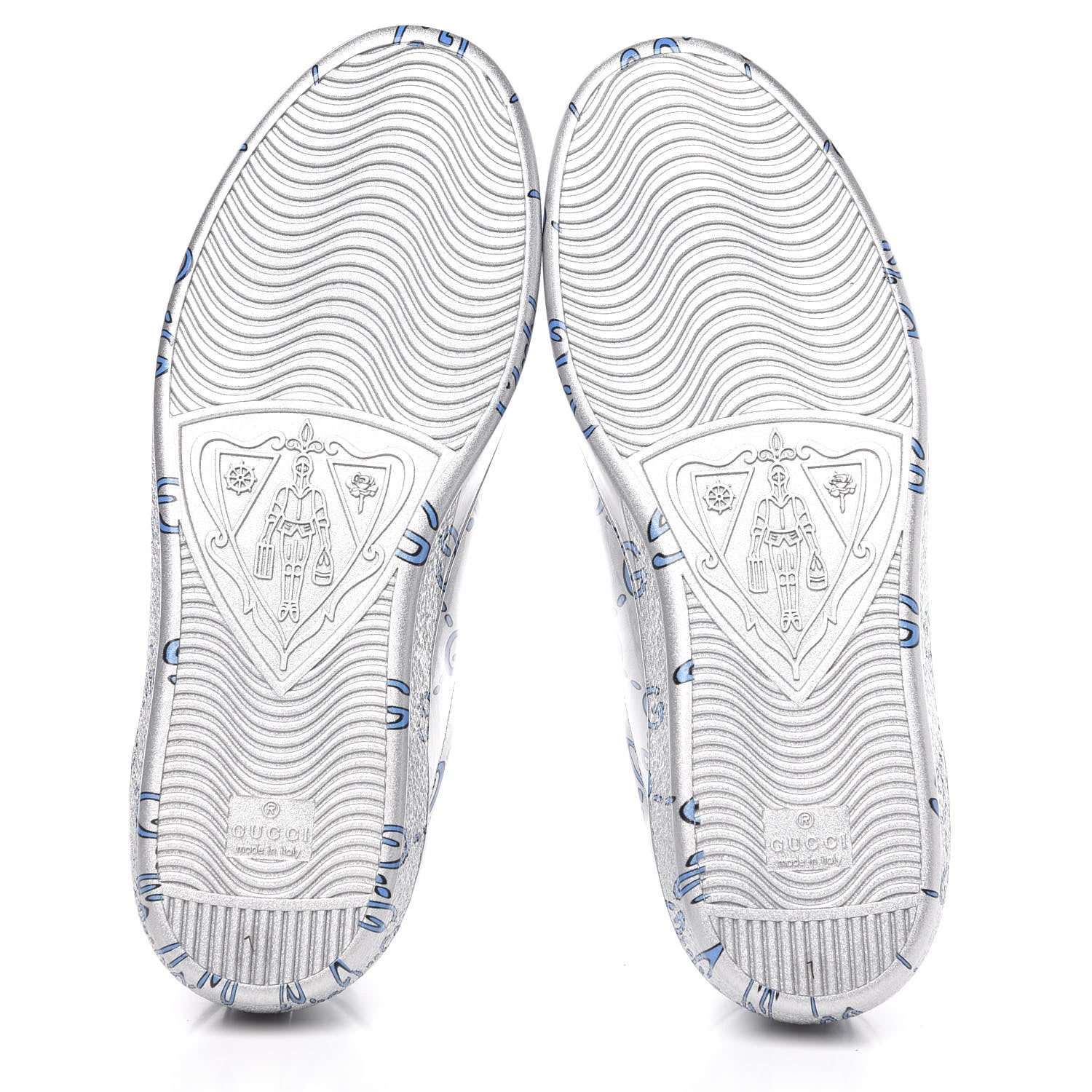 Gucci Miro Rubber Wax GucciGhost Print Mens New Ace Sneakers 7 Silver 5 of 10