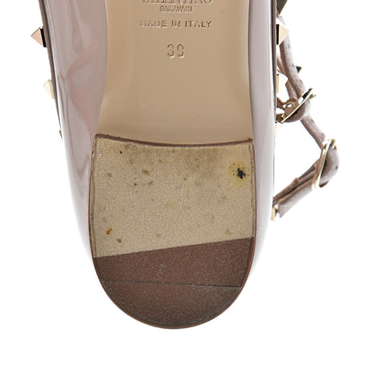 Valentino Garavani Patent Rockstud Cage Ballerina Flats 39 Poudre 9 of 14