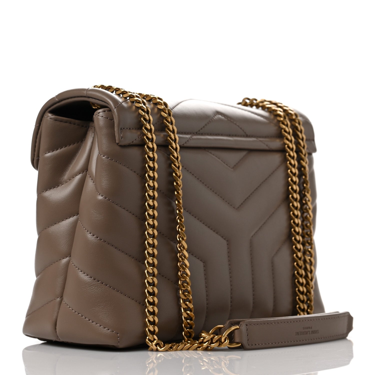 Saint Laurent Calfskin Y Quilted Monogram Small Loulou Chain Satchel Taupe 3 of 8