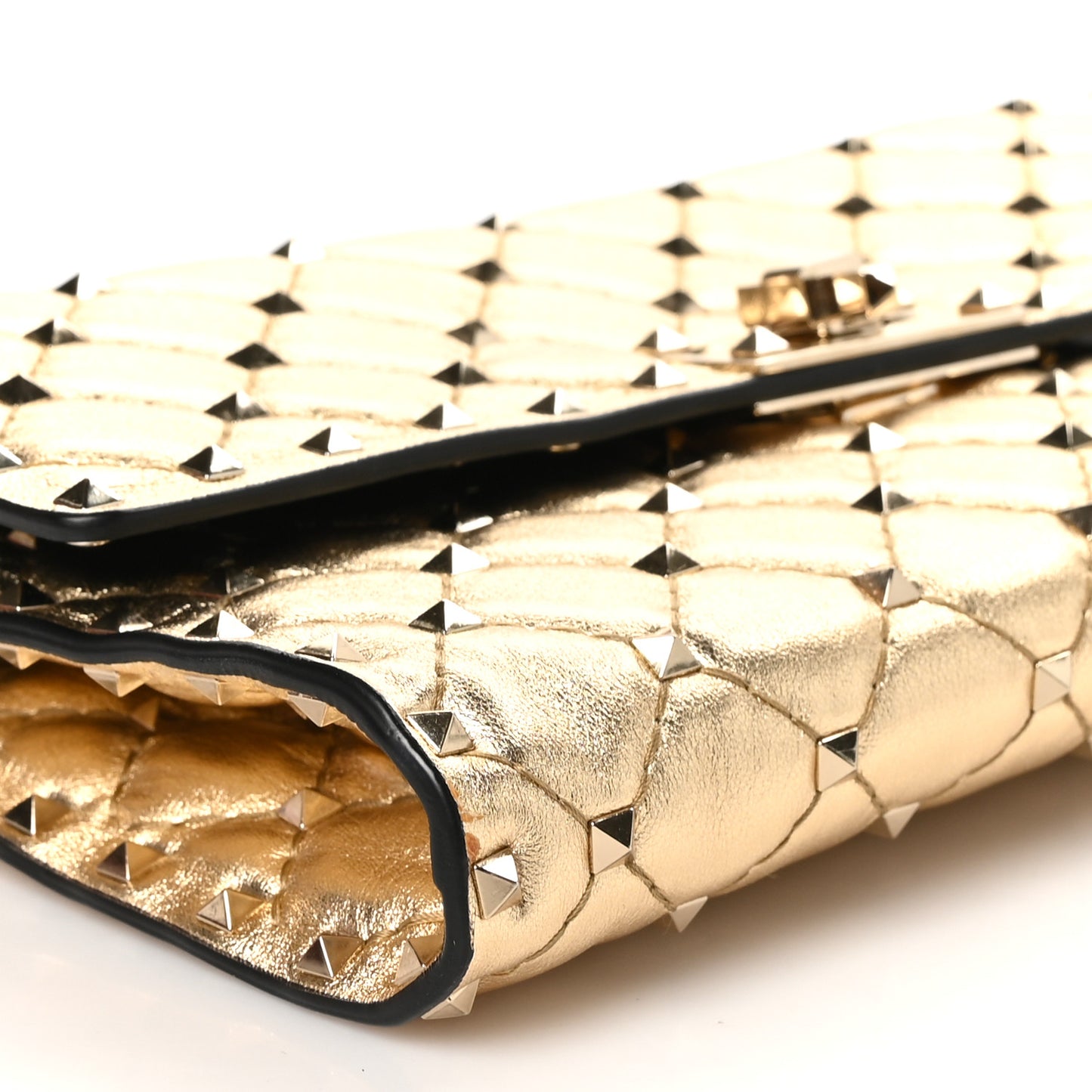 Metallic Nappa Rockstud Spike Wallet on Chain Mekong