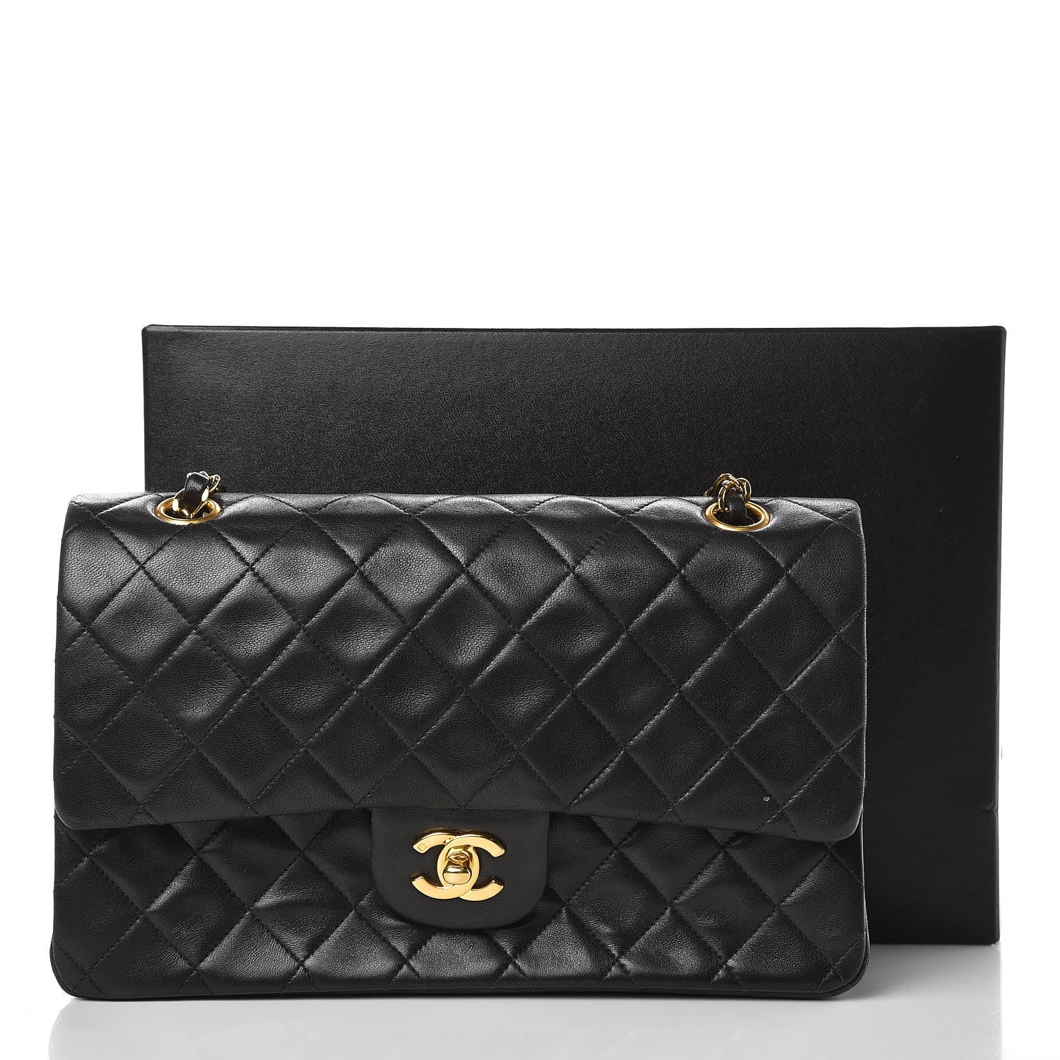 Chanel Lambskin Quilted Medium Double Flap Black 14 of 14