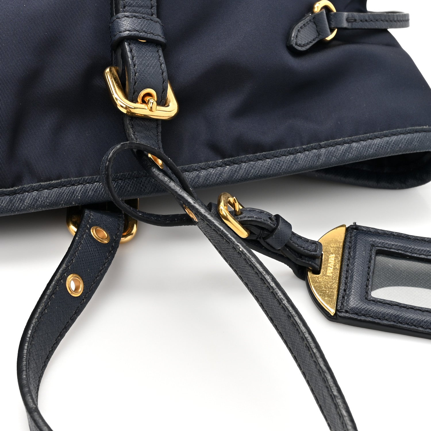 Prada Tessuto Nylon Saffiano Metal Shopping Tote Navy 13 of 17