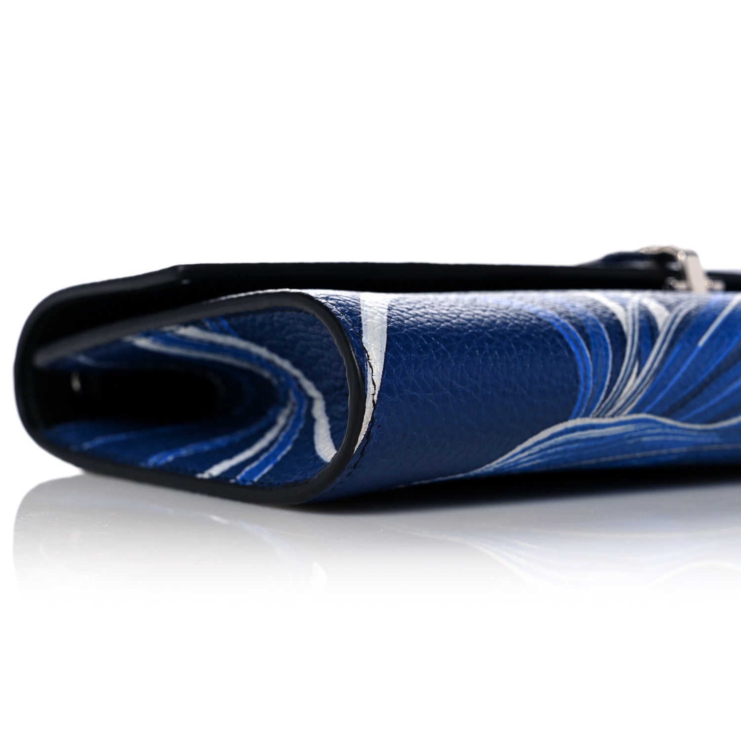 Salvatore Ferragamo Grained Calfskin Floral Print Gancio Shoulder Bag Blue Multicolor 9 of 11