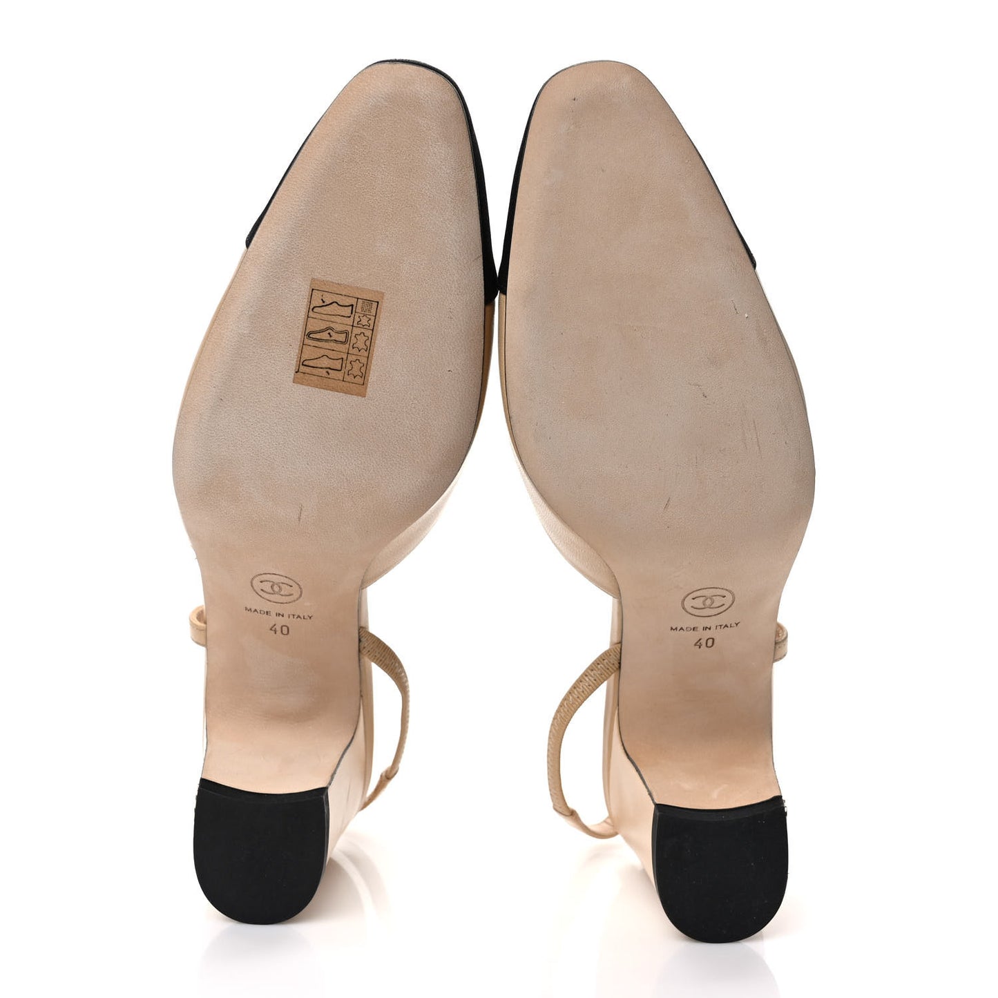 Lambskin Grosgrain Cap Toe CC Slingback Pumps 40 Beige Black