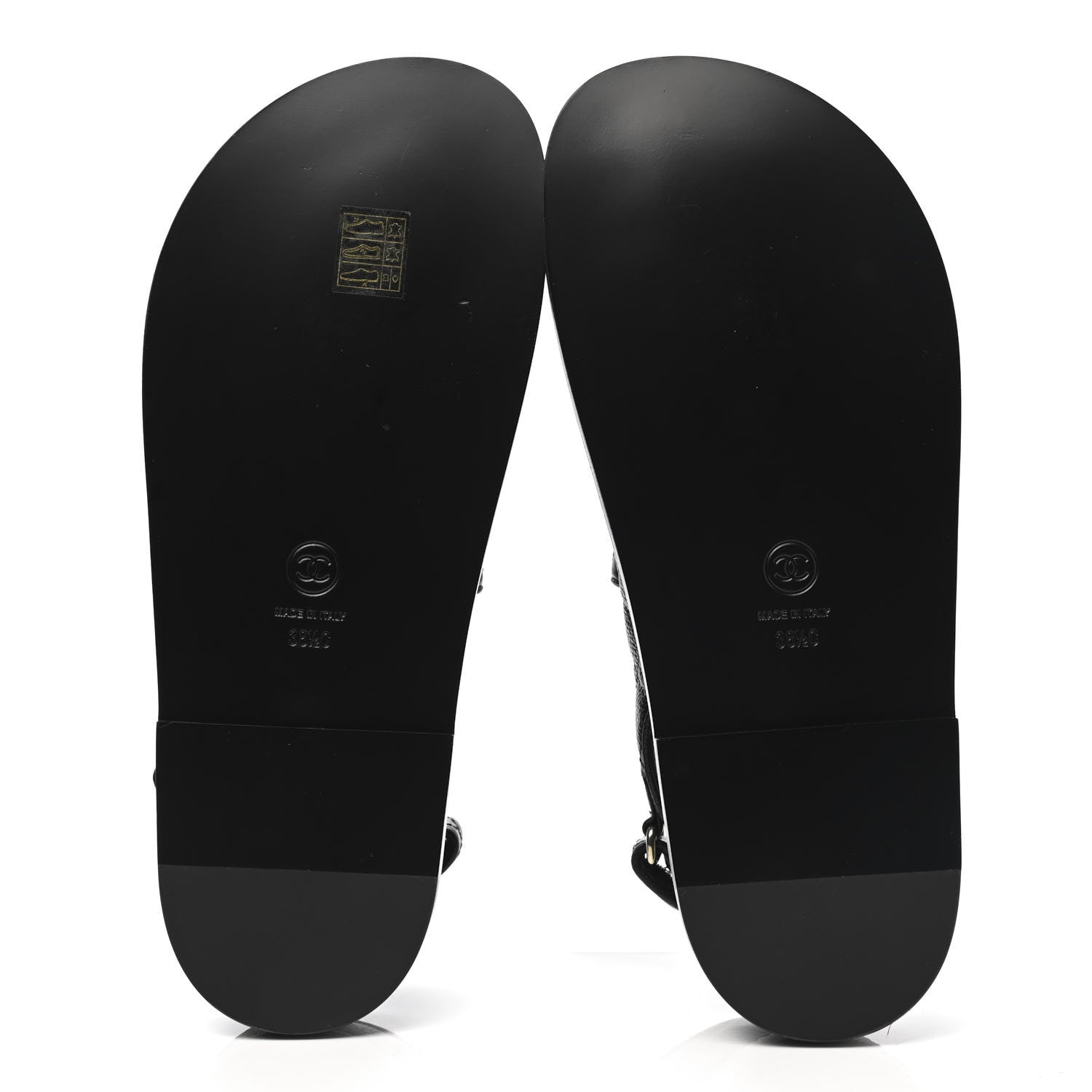 Chanel Grained Calfskin Velcro Dad Sandals 38.5 Black 5 of 9
