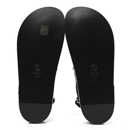 Chanel Grained Calfskin Velcro Dad Sandals 38.5 Black 5 of 9