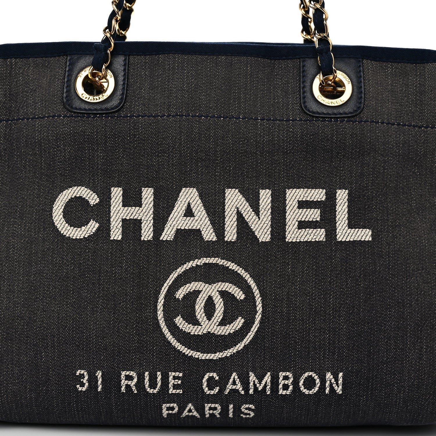 Chanel Denim Small Deauville Tote Dark Blue 8 of 13