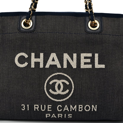 Chanel Denim Small Deauville Tote Dark Blue 8 of 13
