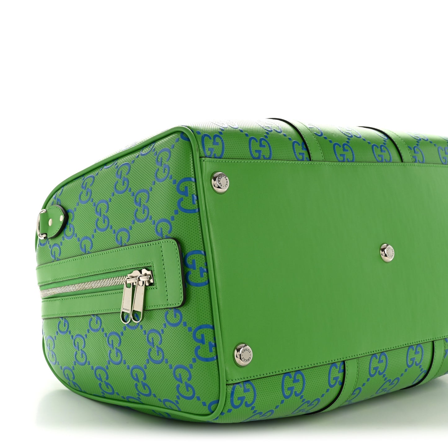 Calfskin GG Tennis Embossed Large Duffle Bag Joy Green Joy Blue