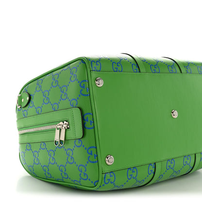 Gucci Calfskin GG Tennis Embossed Large Duffle Bag Joy Green Joy Blue 6 of 9