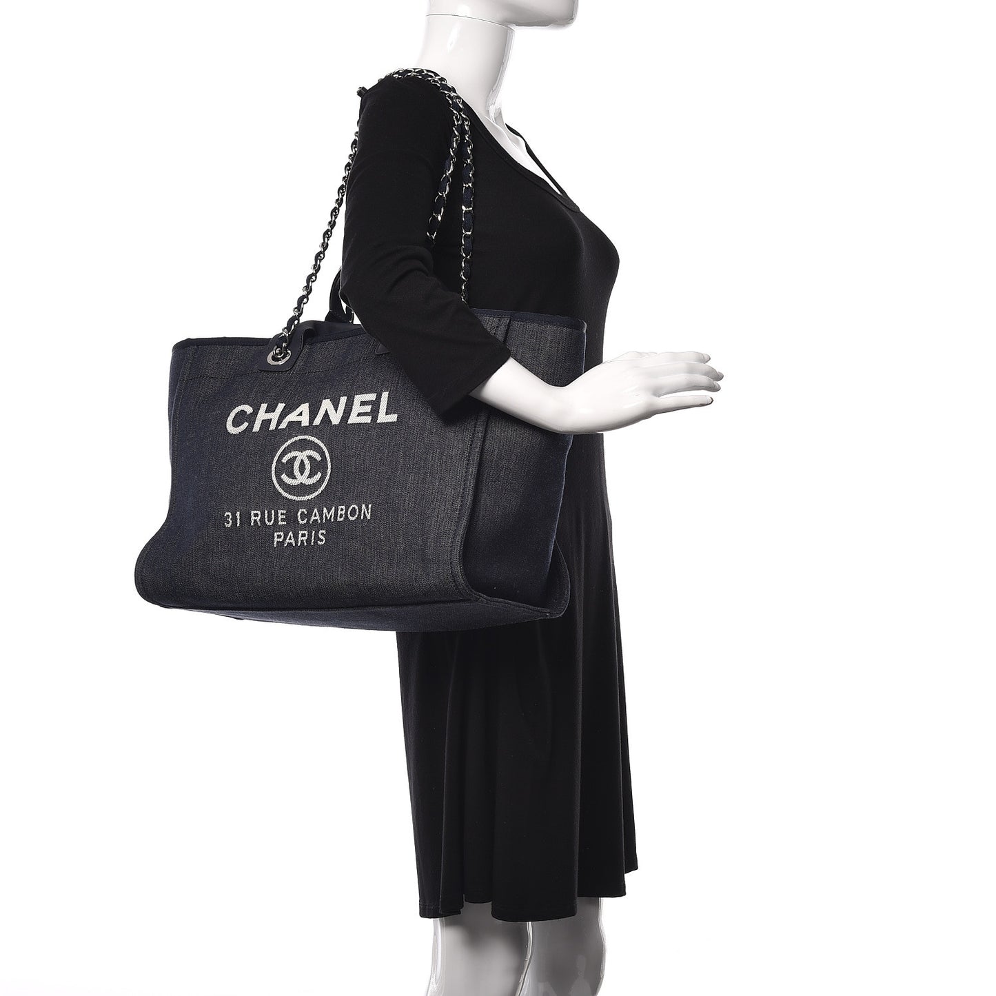 Denim Large Deauville Tote Dark Blue