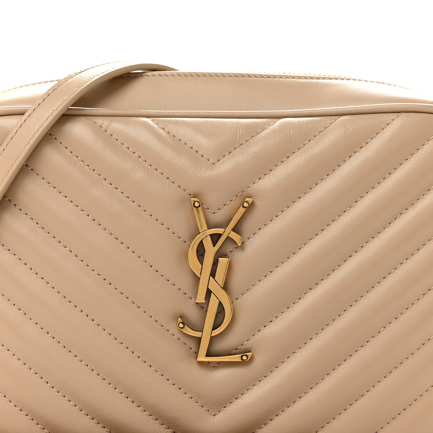 Saint Laurent Calfskin Matelasse Monogram Lou Camera Bag Dark Beige 8 of 13