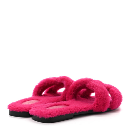 Hermes Woolskin Oran Sandals 38 Rose Fuchsia 4 of 7