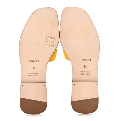 Hermes Suede Goatskin Oran Sandals 36 Jaune Bouton D'or 6 of 9