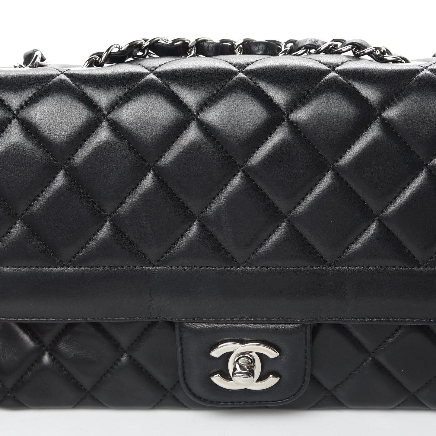 Lambskin Quilted Medium Single Flap Black