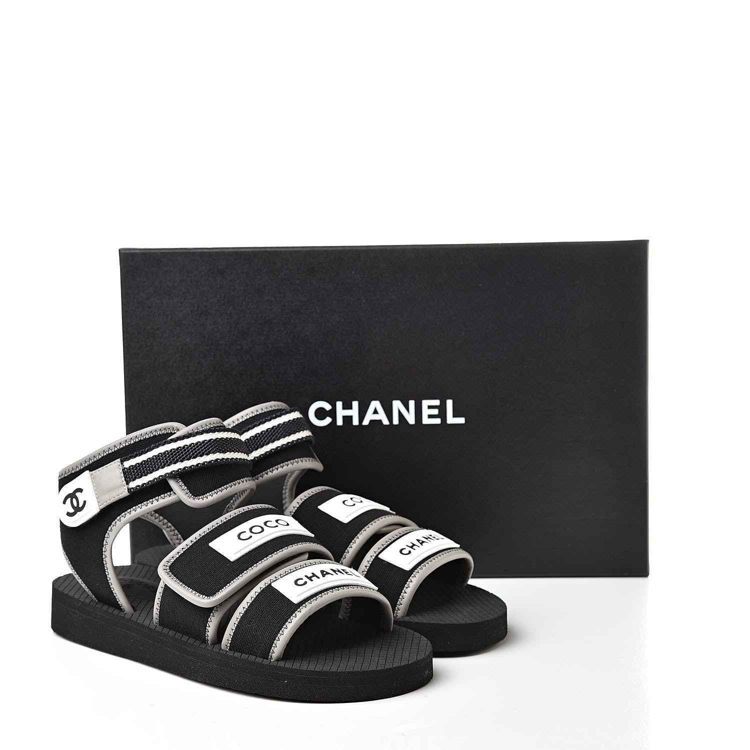 Chanel Lambskin Jersey Coco Sandals 38 Black 8 of 8