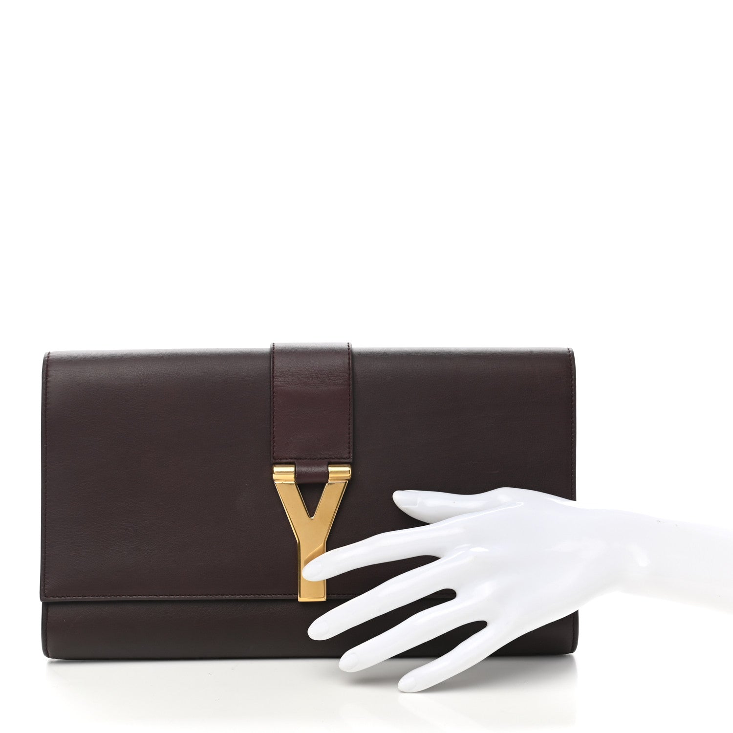 Saint Laurent Textured Leather ChYc Clutch Burgundy 2 of 10