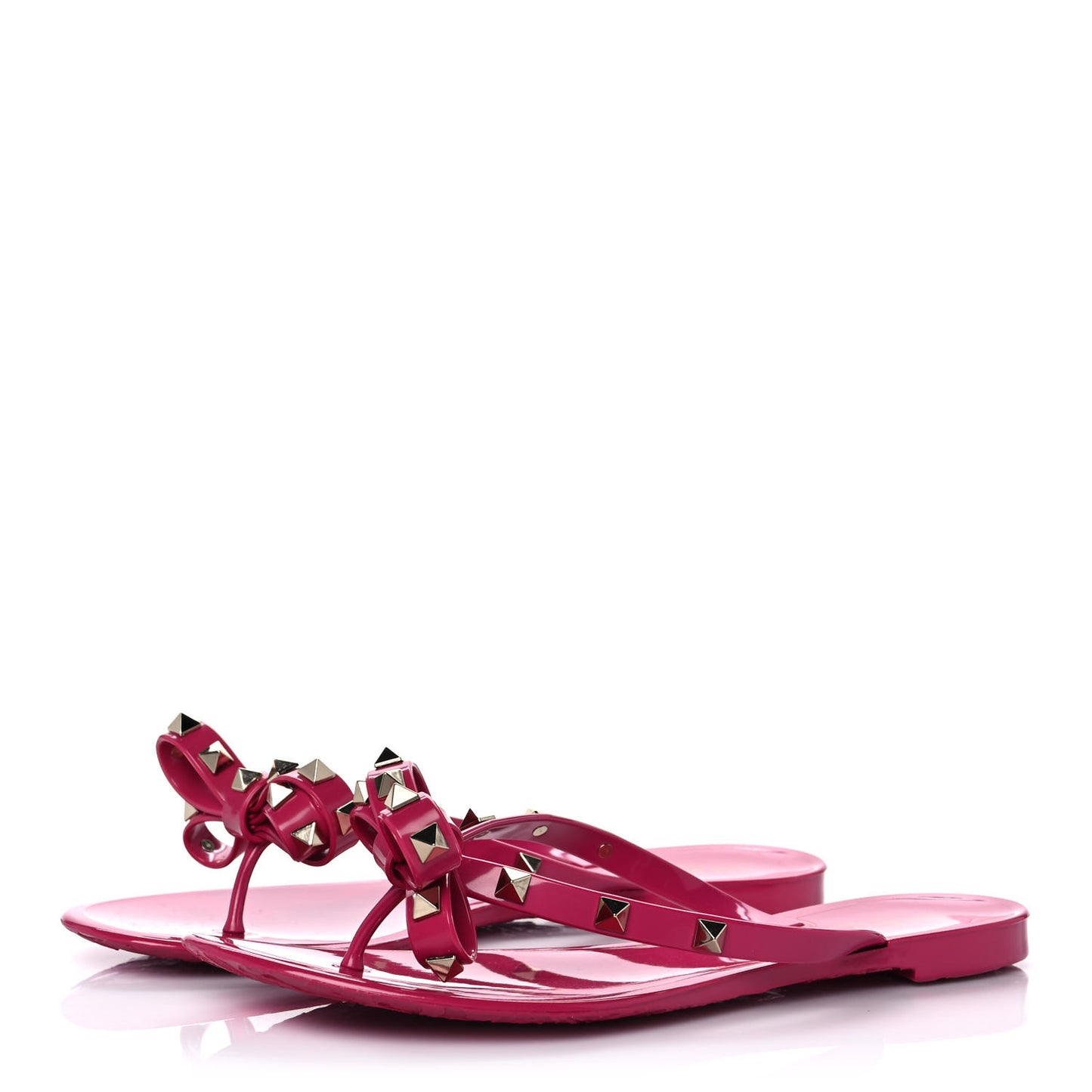 PVC Jelly Rockstud Bow Thong Sandals 39 Blossom
