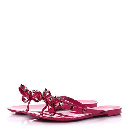 Valentino Garavani PVC Jelly Rockstud Bow Thong Sandals 39 Blossom 3 of 8