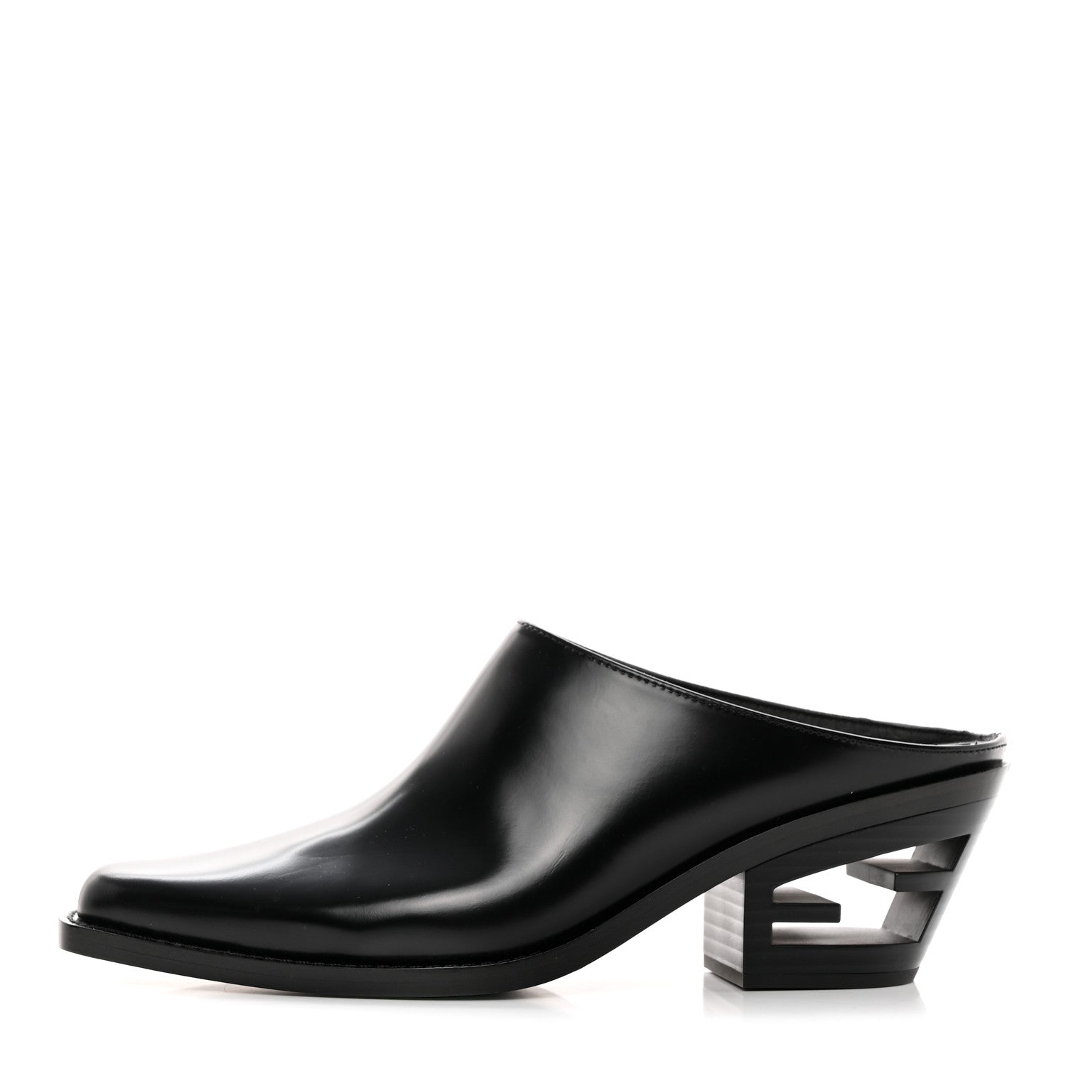 Fendi Vitello Abrasivato FF Cut Mules 39.5 Black 1 of 11