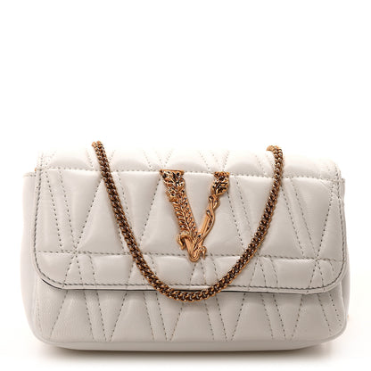 Versace Nappa Quilted Virtus Evening Bag White 1 of 10