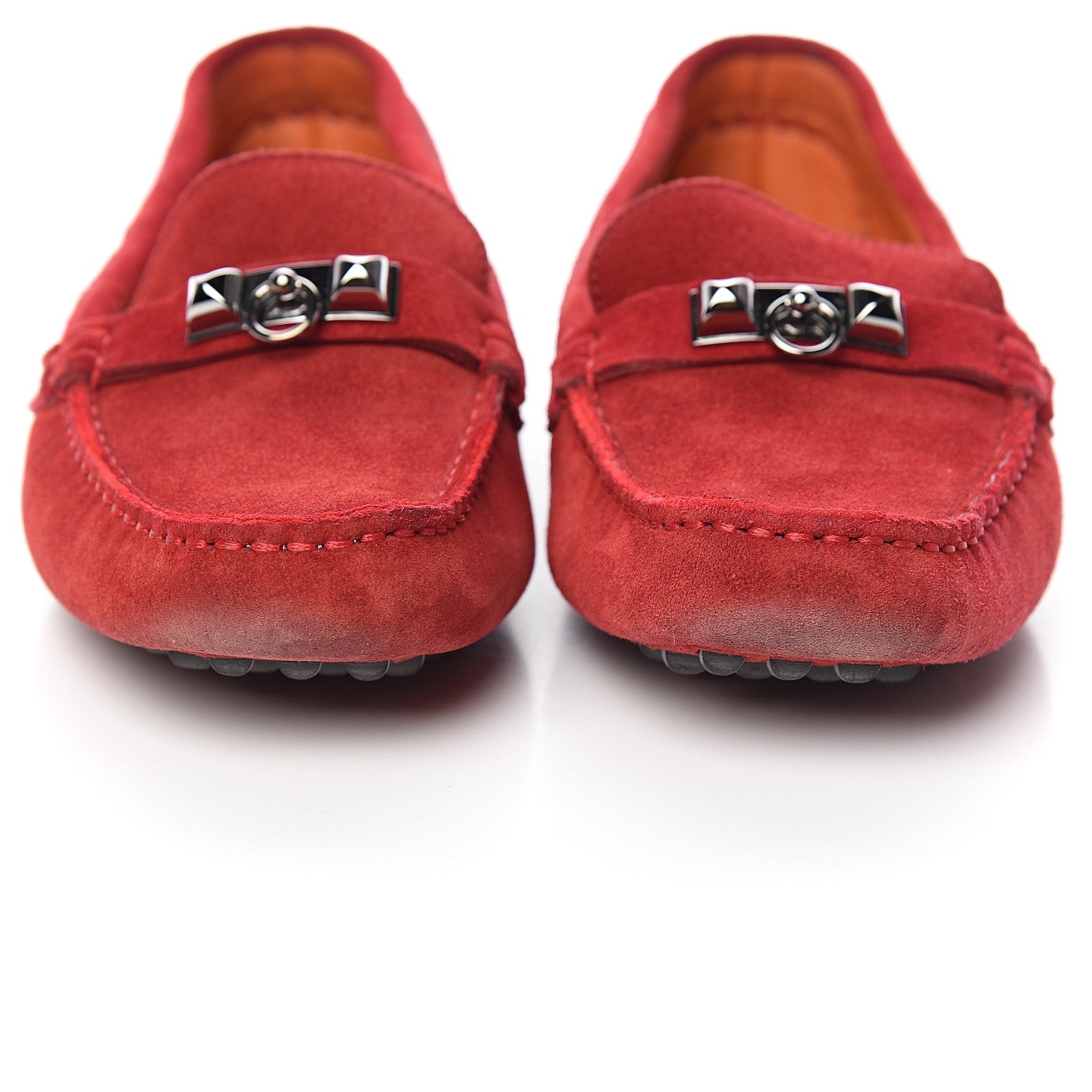 Hermes Suede Irving Moccasin Loafers 36 Rouge 9 of 10