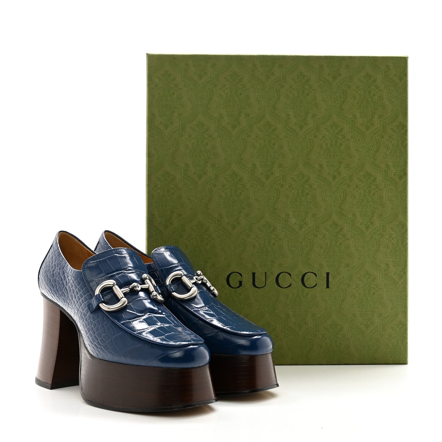Croco Calf Lux Granada Kid Horsebit Platform Loafers 36 Royale