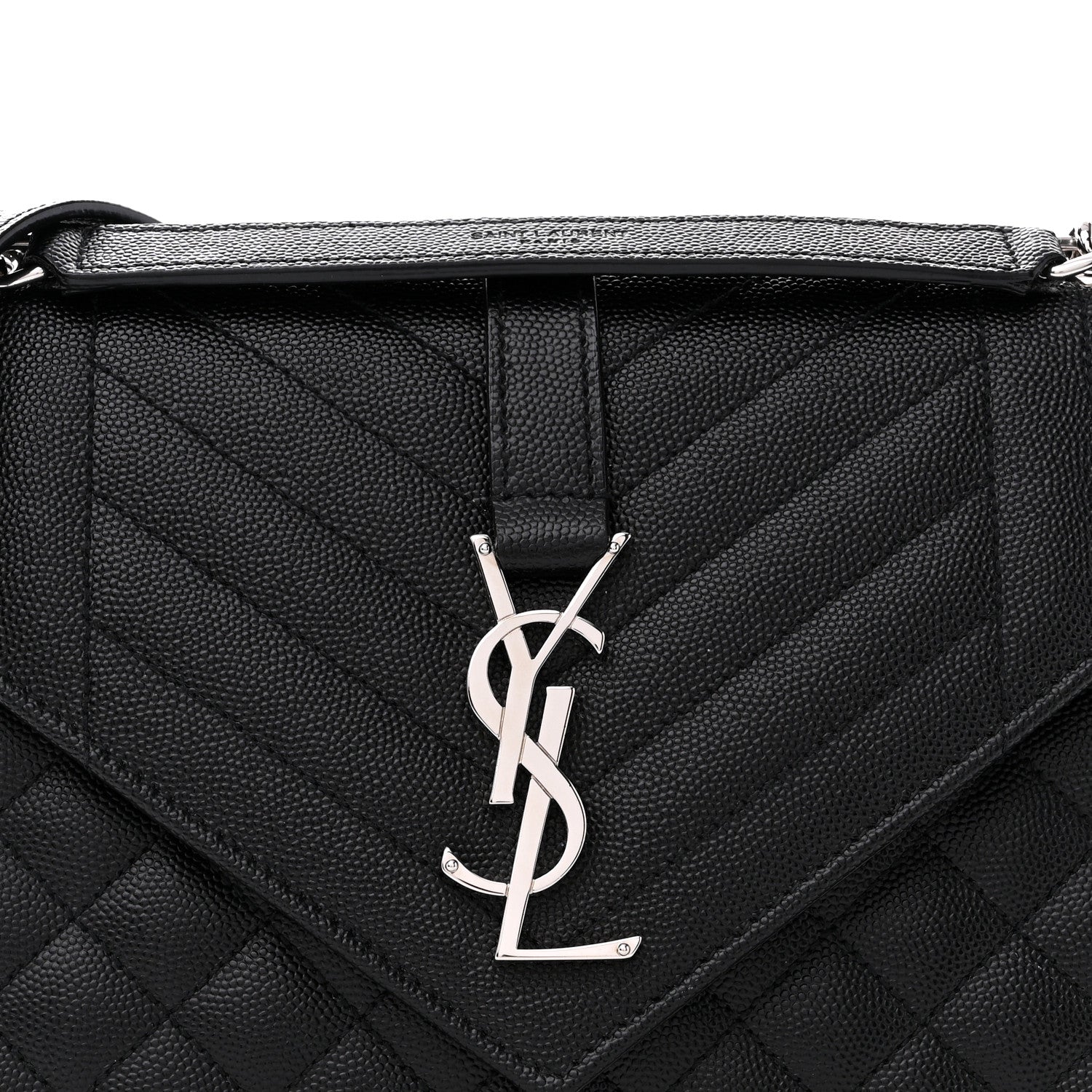 Saint Laurent SAINT LAURENT Grain De Poudre Textured Mixed Matelasse Triquilt Medium Monogram Satchel Black 8 of 14