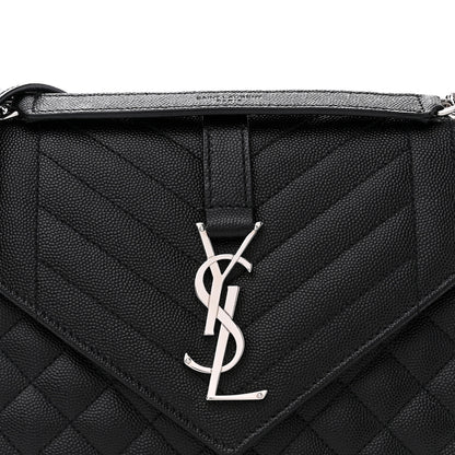 Saint Laurent SAINT LAURENT Grain De Poudre Textured Mixed Matelasse Triquilt Medium Monogram Satchel Black 8 of 14