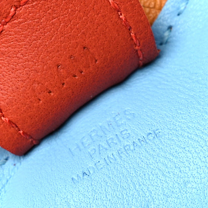 Hermes Milo Lambskin Grigri Rodeo Horse Bag Charm PM Celeste Naturel Bouton D'Or Cornaline 3 of 4