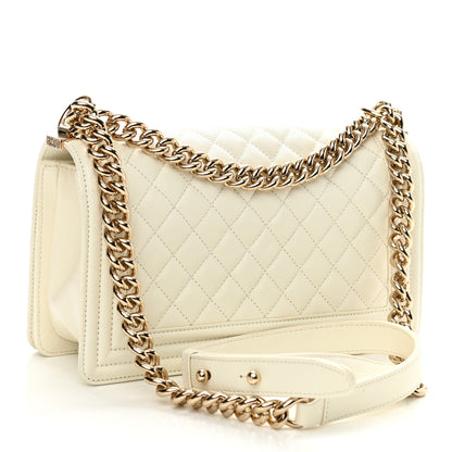 Chanel Caviar Quilted Medium Boy Flap White 3 of 9
